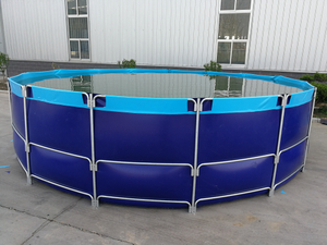 Wholesale Flexible Round Fish Tank Metal Supporting With PVC Liner Tilapia Pond 6X1.3m 